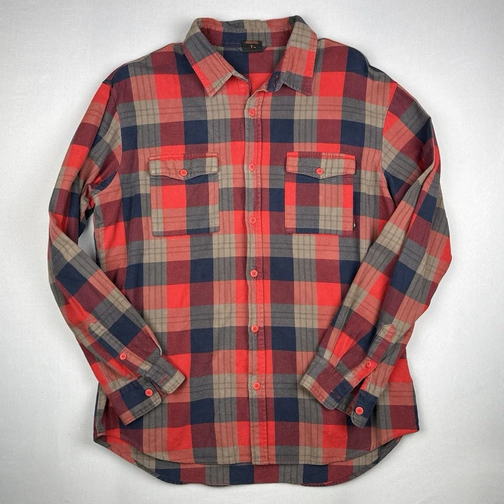 Nike 6.0 Plaid Flannel Button Up Shirt Red Navy Skateboarding Size XL
